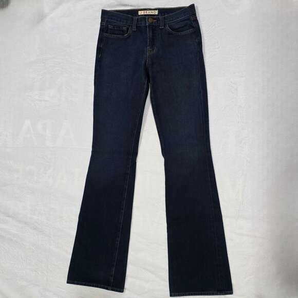 Anthropologie ✦ J Brand Flared Jeans ✦ Dark Blue Wash Denim Tailored Fit Sz 25 - Picture 4 of 12
